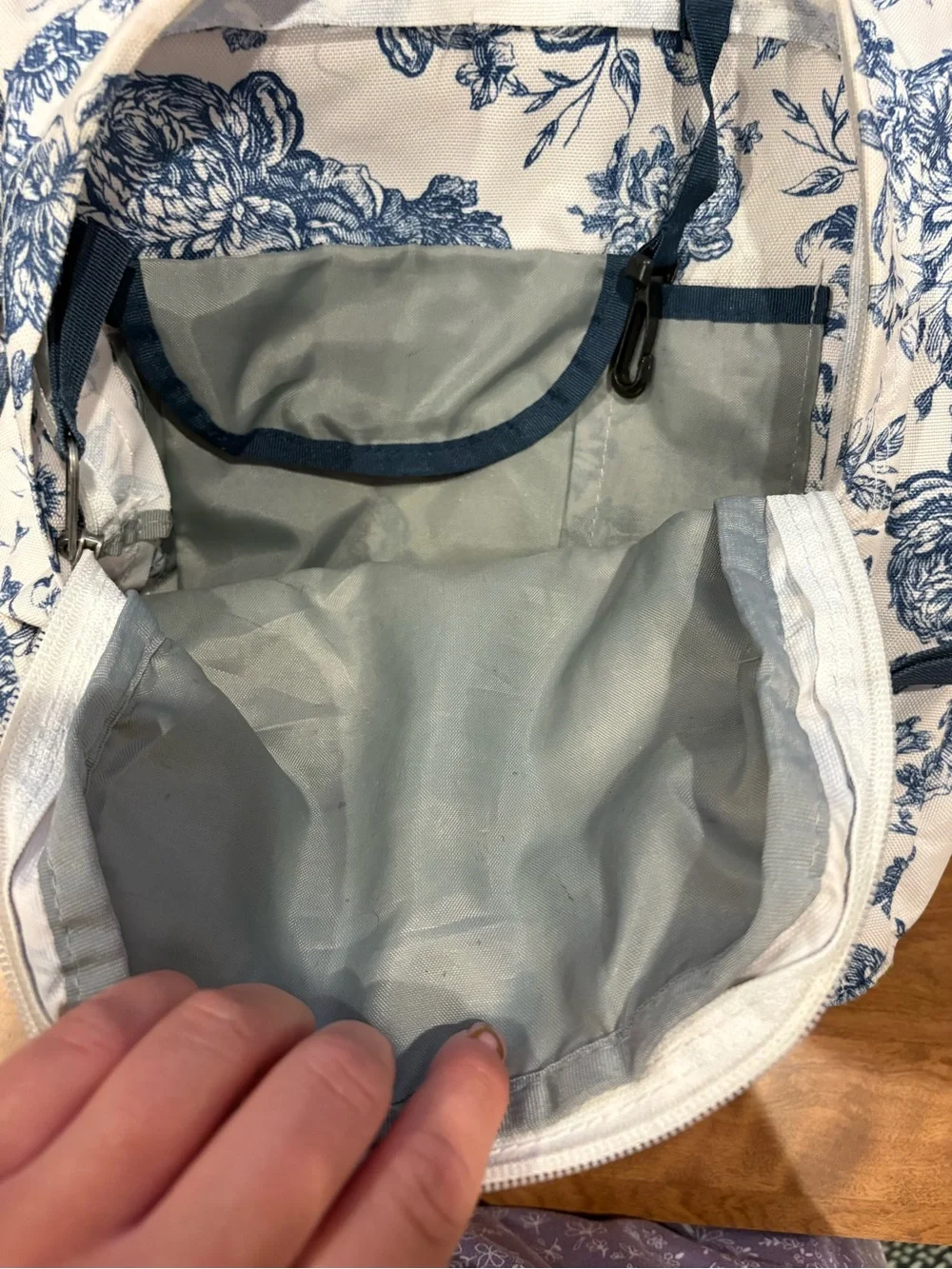 Jansport TRANS White & Blue Backpack Turkish Ocean Vintage Floral Print